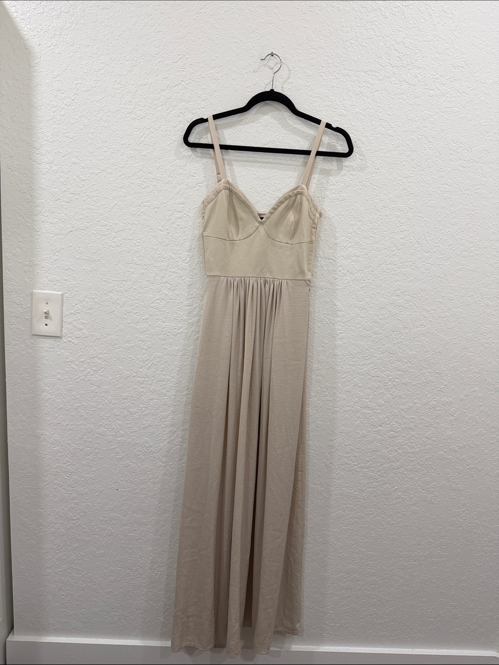 BCBGMaxAzria Beige Spaghetti Strap Maxi Dress